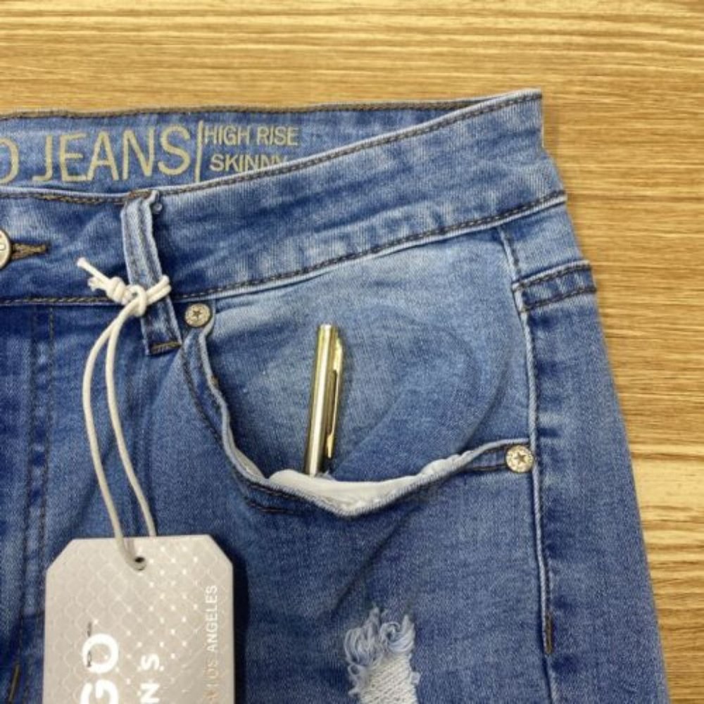 Womens Gogo Jean Skinny Jeans High Rise Distressed Denim Pants Size 14 - Picture 6 of 16